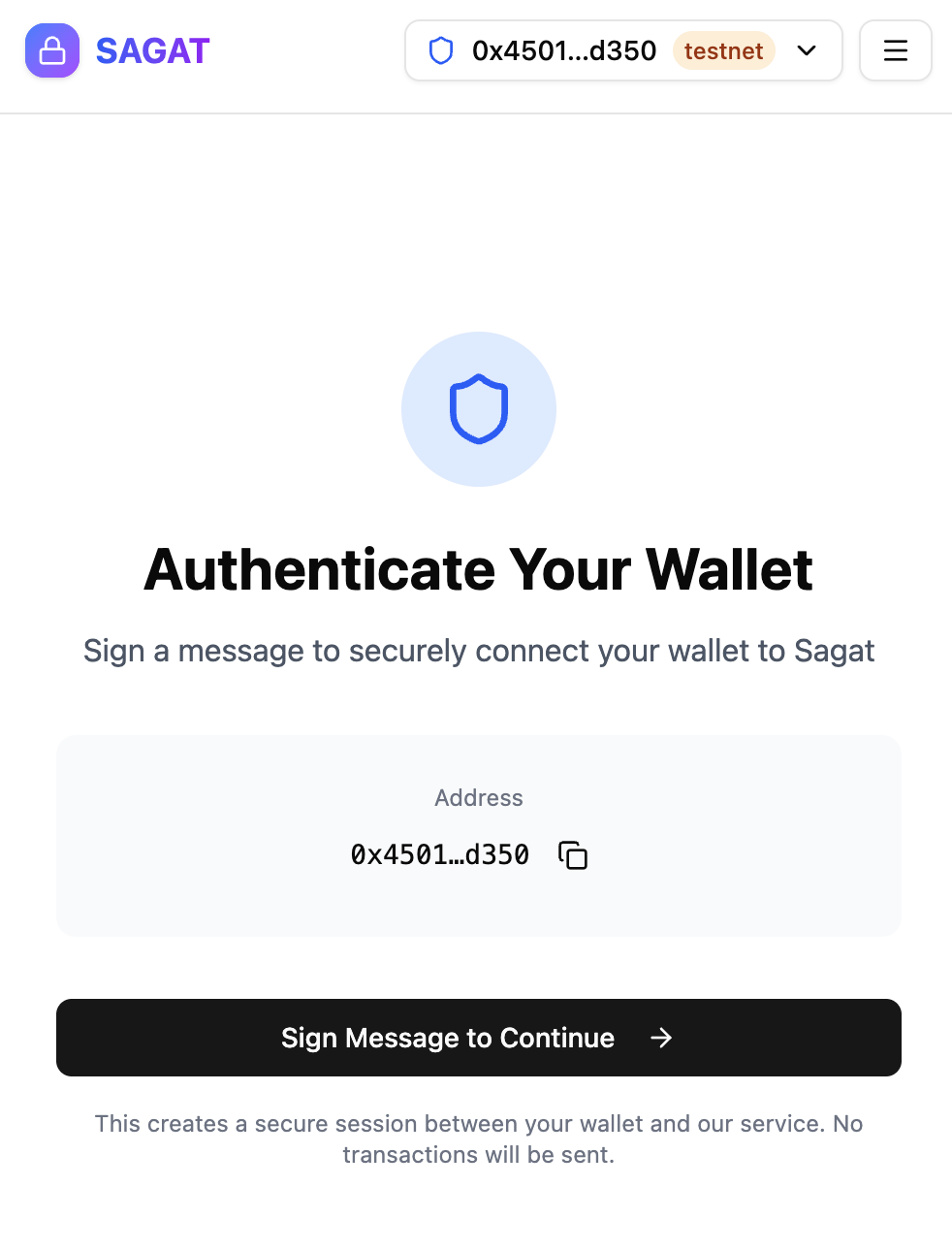 Screenshot showing how to authenticate transaction in Slush. Sagat authenticate Slush